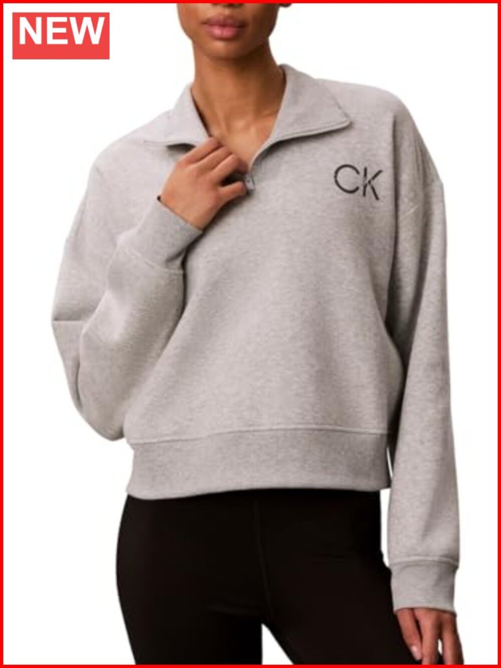 French Terry Quarter Zip Sweatshirt Stand Collar Long Sleeve